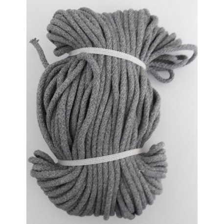22295 Cotton braided cord 5 mm 1609 - grey/1 m