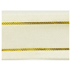 17580/4004 Gold-Lined Satin Edge Organza Ribbon 15 mm ecru/1 m