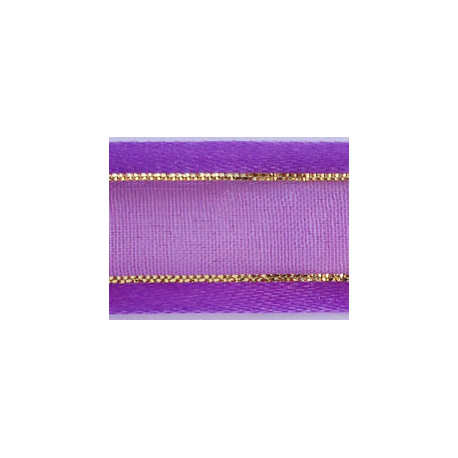 17580/4123 Gold-Lined Satin Edge Organza Ribbon 15 mm violet/1 m
