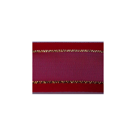 17580/4051 Gold-Lined Satin Edge Organza Ribbon 15 mm red/1 m
