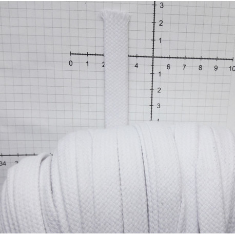 Cotton braided cord, tube, 14 mm white/1 m