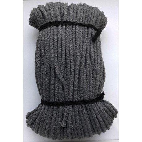 22445 Cotton braided cord 5 mm 1633 - dark grey/1 m