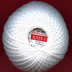 3567/400 Cotton crocheting yarn "Kaja", color 400-white/30g/200m