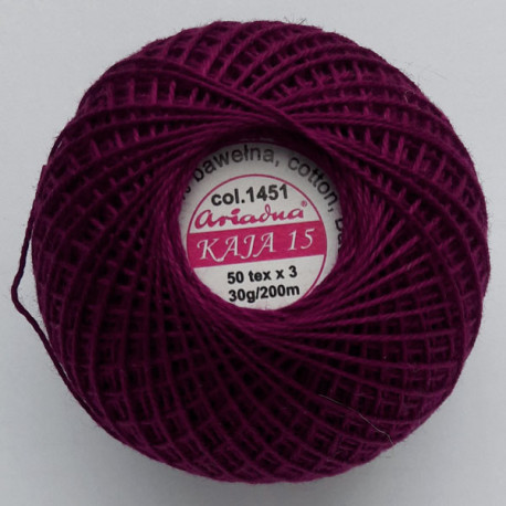 3567/1451 Cotton crocheting yarn "Kaja", color 1451-bordeaux/30g/200m