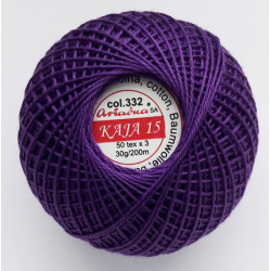 Cotton crocheting yarn "Kaja", color 332-violet/30g/200m