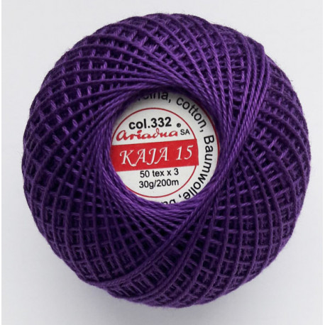 Cotton crocheting yarn "Kaja", color 332-violet/30g/200m