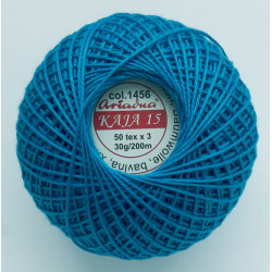 Cotton crocheting yarn "Kaja", color 1456-blue turquoise/30g/200m