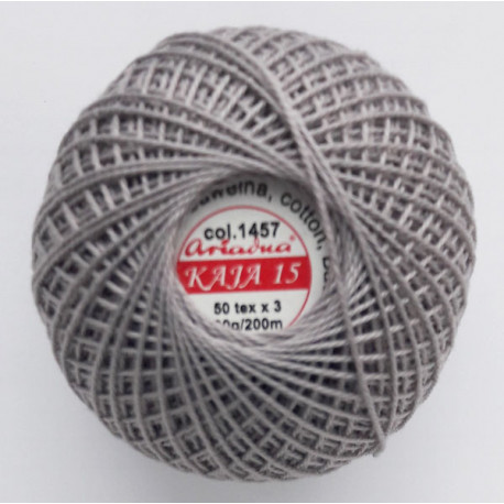 3567/1457 Cotton crocheting yarn "Kaja", color 1457-grey/30g/200m