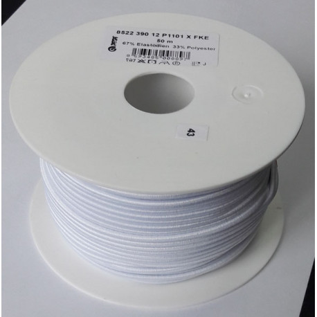20615 Round elastic cord 2.6 mm white/5 m