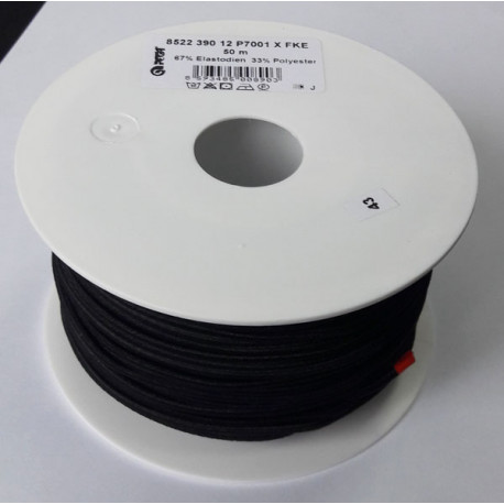 Round elastic cord 2.6 mm black/5 m