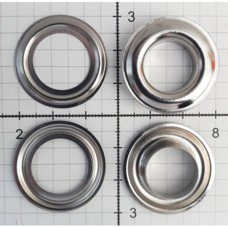 Eyelets of steel 15mm with washers art.15P nickel/25 pcs.