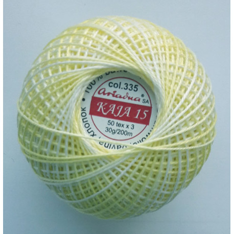 21139/335 Cotton crocheting yarn "Kaja", color 335-light yellow shaded /30g/200m