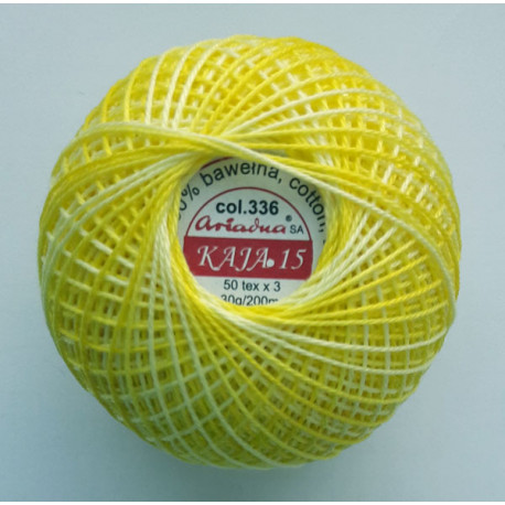 21139/336 Cotton crocheting yarn "Kaja", color 336-yellow shaded /30g/200m