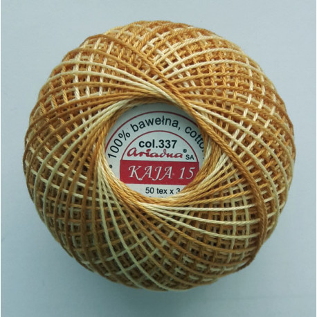 21139/337 Cotton crocheting yarn "Kaja", color 337-gold shaded /30g/200m