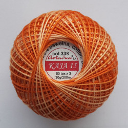 21139/338 Cotton crocheting yarn "Kaja", color 338-orange shaded /30g/200m