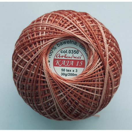 21139/350 Cotton crocheting yarn "Kaja", color 350-pink brick shaded /30g/200m