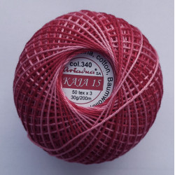 21139/340 Cotton crocheting yarn "Kaja", color 340-red shaded /30g/200m