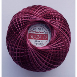 21139/341 Cotton crocheting yarn "Kaja", color 341-cherry shaded /30g/200m