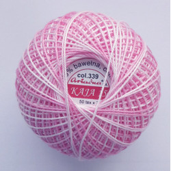 21139/339 Cotton crocheting yarn "Kaja", color 339-light rose shaded /30g/200m
