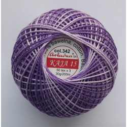 21139/342 Medvilniniai siūlai nėrimui "Kaja" spalva 342-violetinis melanžas/30g/200m