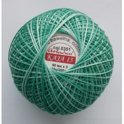 21139/351 Cotton crocheting yarn "Kaja", color 351-green turquoise shaded /30g/200m