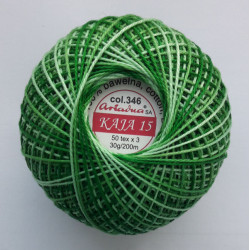 21139/346 Cotton crocheting yarn "Kaja", color 346-green shaded /30g/200m