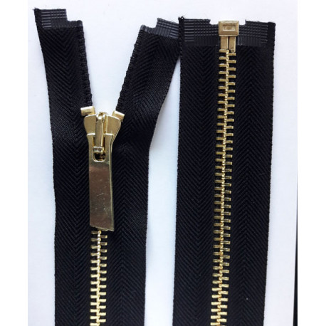 Open End Metal Zipper M60 60 cm length gold/black/1 pc.