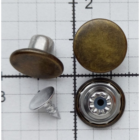 Jeans Tack Button 14 mm old brass, metal base/1 pc.