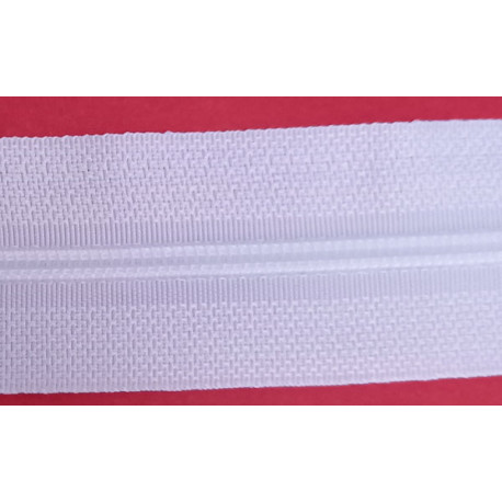 Nylon coil continuous zipper tape No.3 with cord color 501 - white/1 m