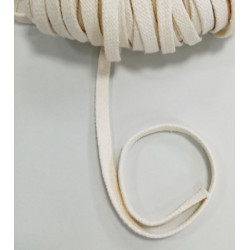 Cotton braided cord, tube, 10 mm ecru/1 m