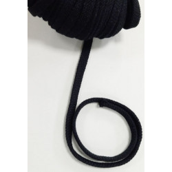 Cotton braided cord, tube, 10 mm black/1 m