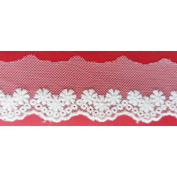 Embroidered Tulle lace Trim art.725058.0001/35mm, white/1m