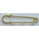 Safety Pin with 3 Holes 50mm golden plated/1 pc.