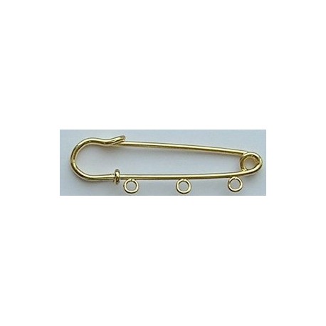 Safety Pin with 3 Holes 50mm golden plated/1 pc.