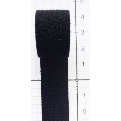 Velcro juosta dvipusė žemo profilio 16 mm juoda/1 m