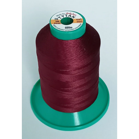 Polyester upholstery thread "Tytan 20 WR/600m" color 2555 - bordeaux1pc.