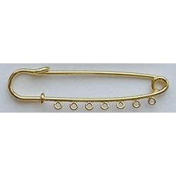 Safety Pin with 7 Holes 60 mm gold plated/1 pc.