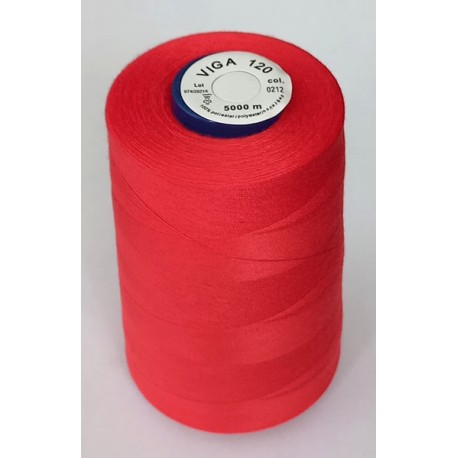 Universal Polyester Sewing Thread VIGA 120 5000 m color 0212 - bright red