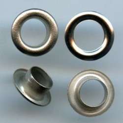 Eyelets with Washer 8 mm short Barrel brass art. OMS08KP nickel/100 pcs.