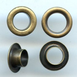 Eyelets with Washer 8 mm short Barrel brass art. OMS08KP old brass/100 pcs.