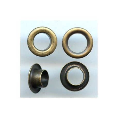 Eyelets of brass with Washer 8 mm short Barrel art. OMS08KP old brass/100 pcs.
