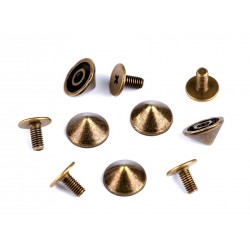 Decorative screw rivets 9.5/6 mm old brass/20 pcs.