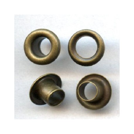 Eyelets of brass with Washer 6 mm long Barrel art. OMS06DP old brass/100 pcs.