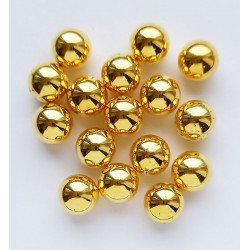 Karoliukai apvalūs plastikiniai kniedijami 8 mm, aukso spalva/50g, ~500vnt.