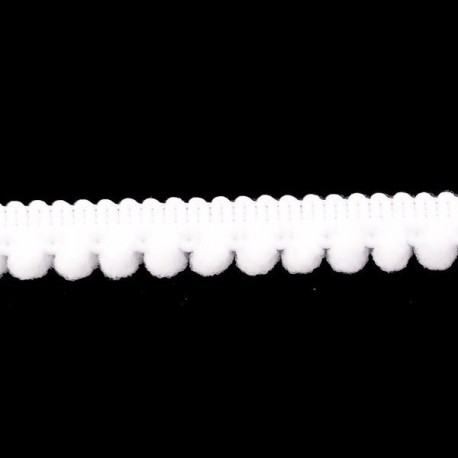 Mini Pom Pom Trim, 9mm, art. PA-10, color 002-white/1 m