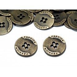 Metallic button "Fashion", size 20mm (32), clor - brass/1pc.