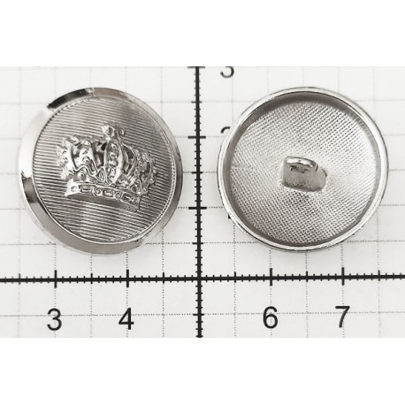 Metallic button "Crown", size 23mm (36), color - silver/1pc.