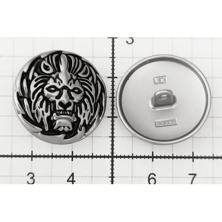 Metallic button "Devil", size 23mm (36"), color-silver/black/1pc.