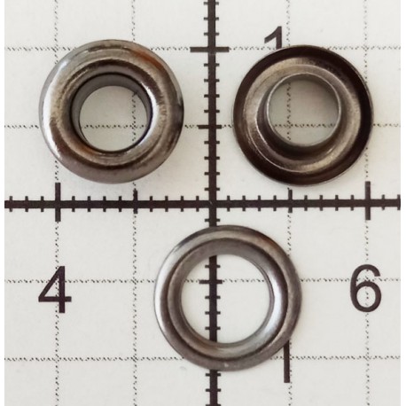 Eyelets with Washers 5mm short Barrel, brass, art. OMS05KP, black nickel/100 pcs.