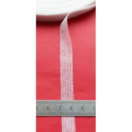 Prasiūto flizelino klijuojama sutvirtinimo juostelė, 12 mm pločio, balta/100m